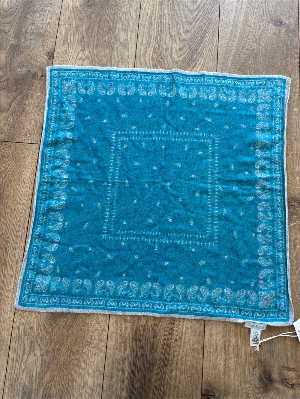 Sundance Cashmere Teal Paisley Bandana Scarf